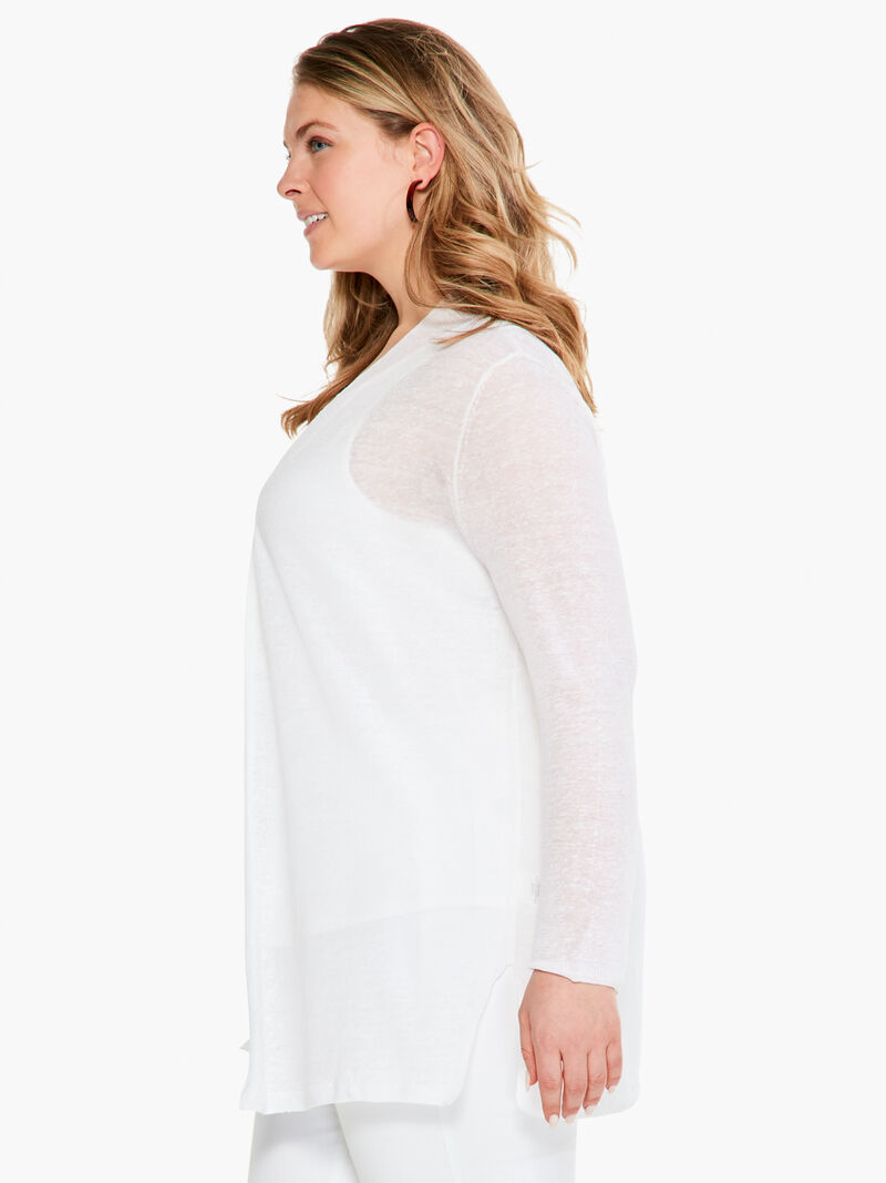 Woman Wears Lightweight Long Back of the Chair Cardigan image number 1