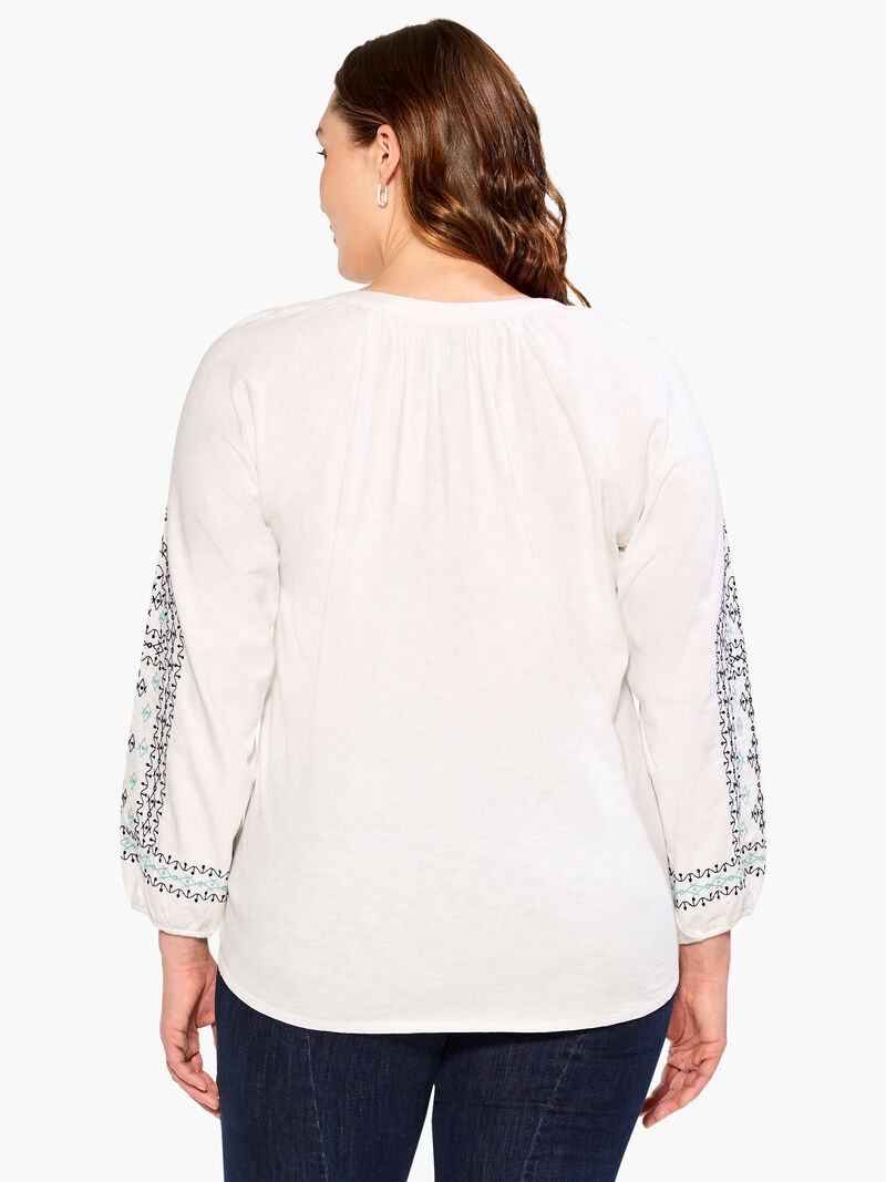 Woman Wears Embroidered Solstice Top image number 2