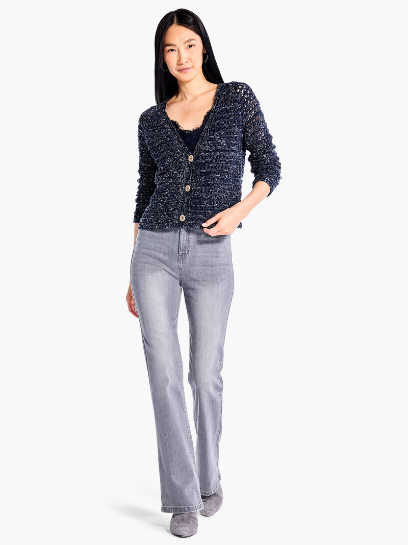 Woman Wears Midnight Sky Crochet Cardigan image number 3