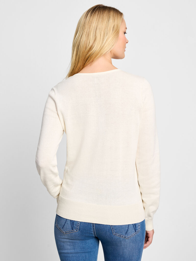 Woman Wears Set In Sleeve Sweater image number 3
