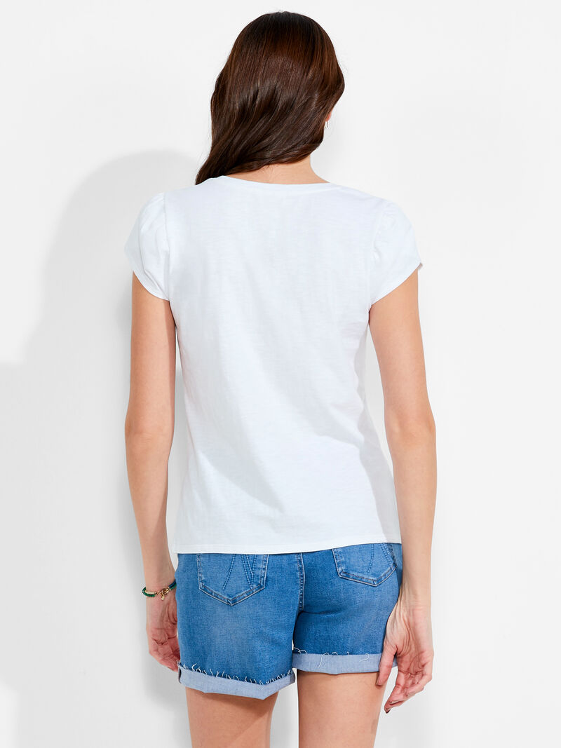 Woman Wears NZT Short Sleeve Tulip Sleeve Scoop Tee image number 2