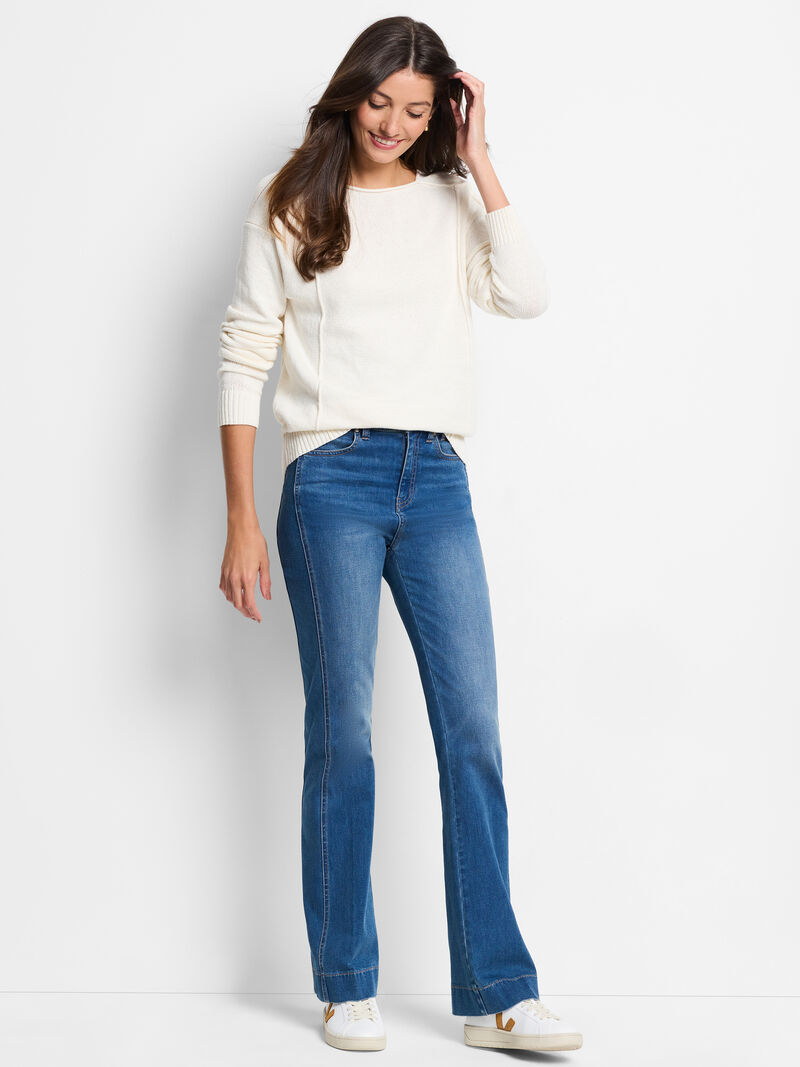 Woman Wears Seamed Up Sweater image number 1