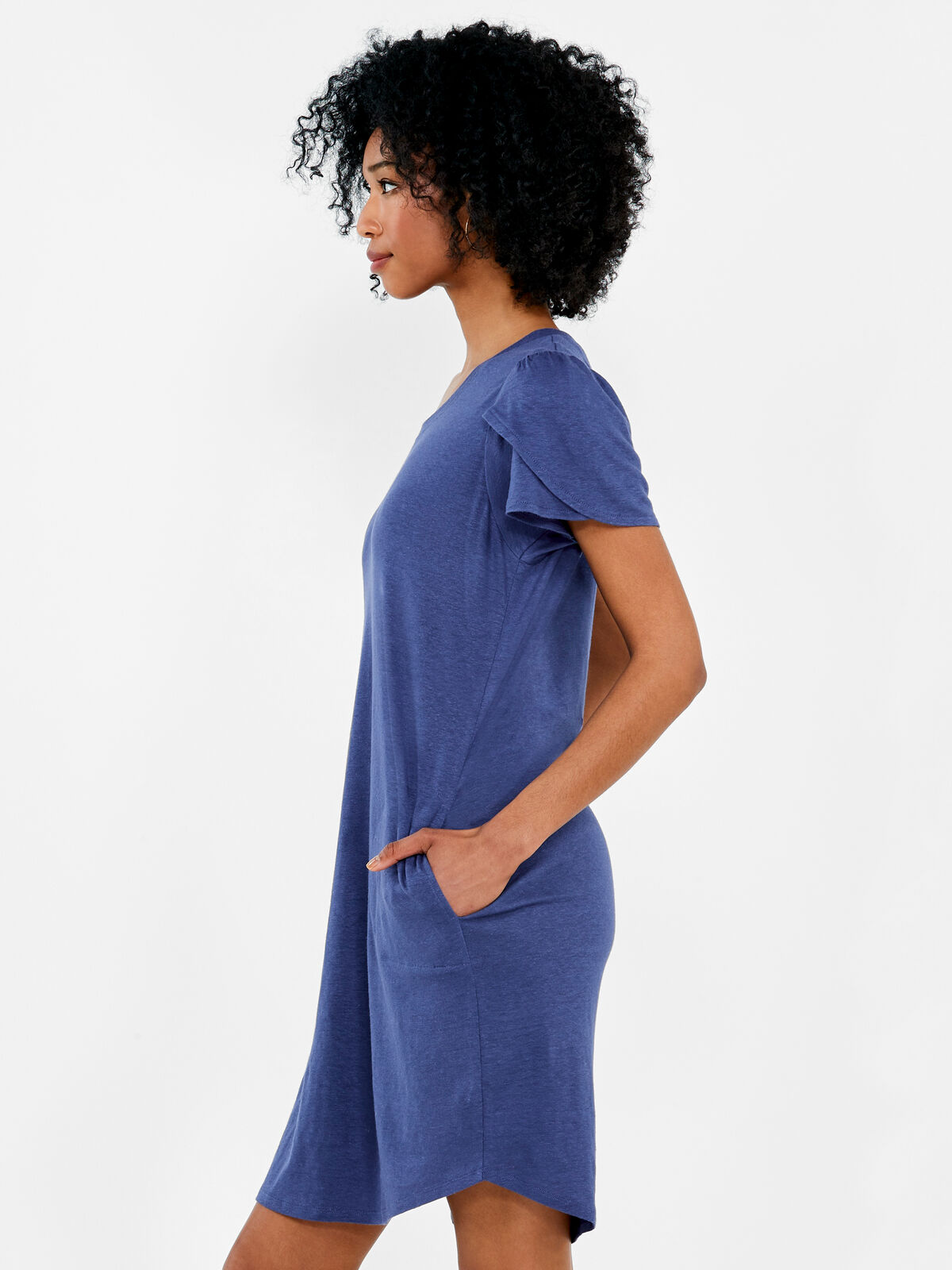 NZT Flutter Sleeve Scoop Neck Dress