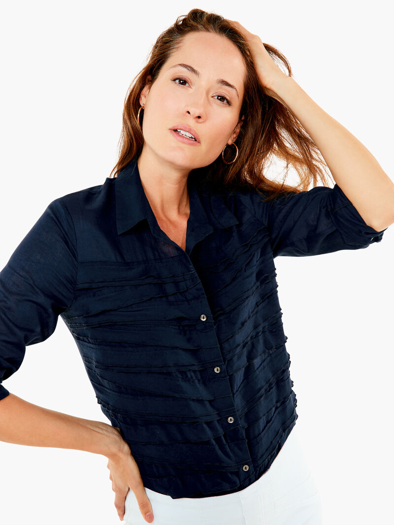 Woman Wears Textured Lines Shirt image number 4