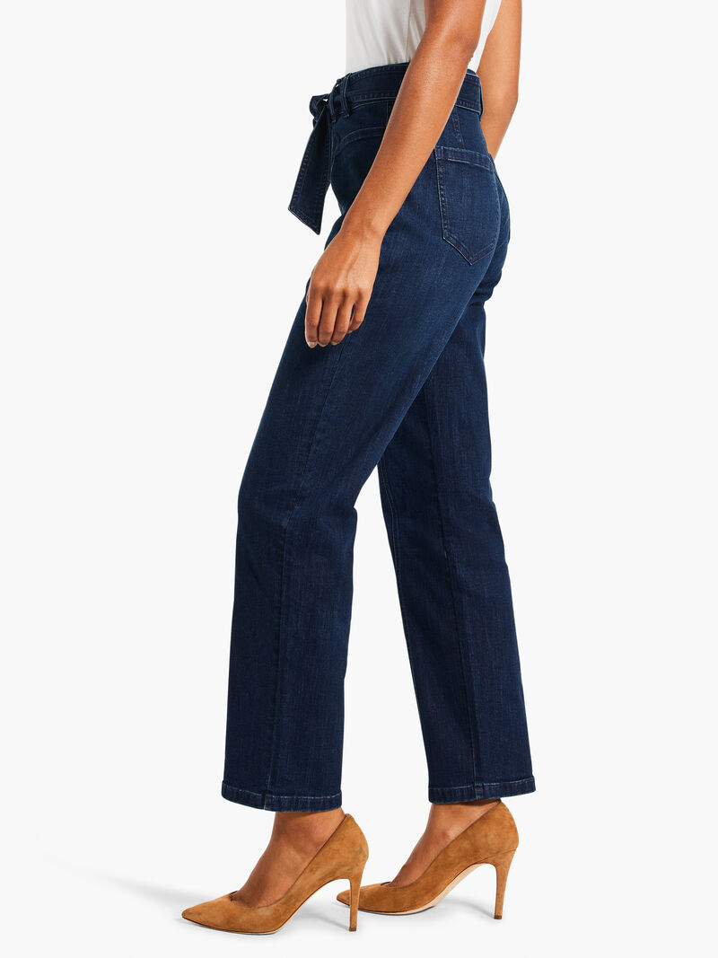 Woman Wears NZ Denim 28" Belted Straight Ankle Jeans image number 3