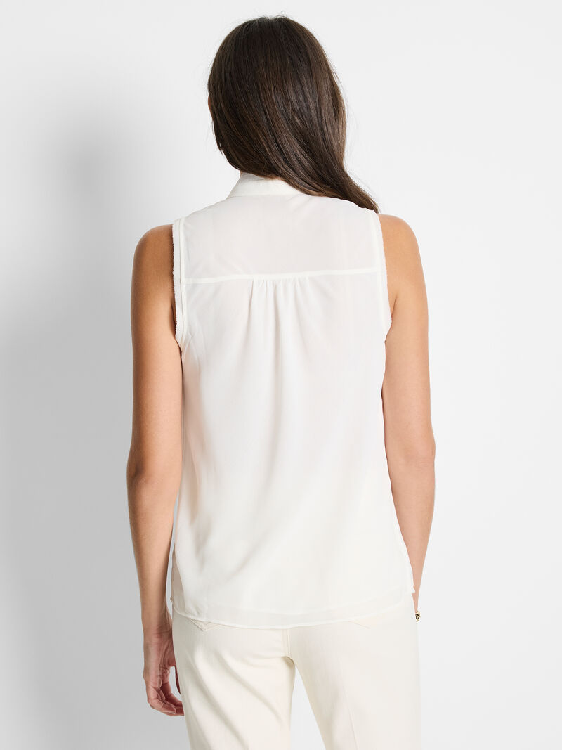 Woman Wears Falling Chiffon Woven Tank image number 3