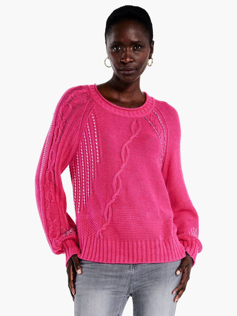 Woman Wears Crafted Cables Sweater image number 1