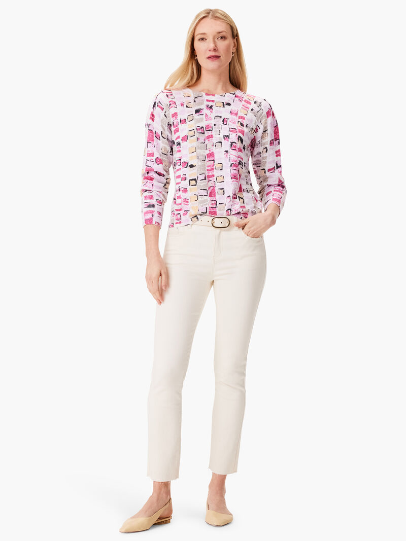 Woman Wears Geo Mosaic Sweater image number 1