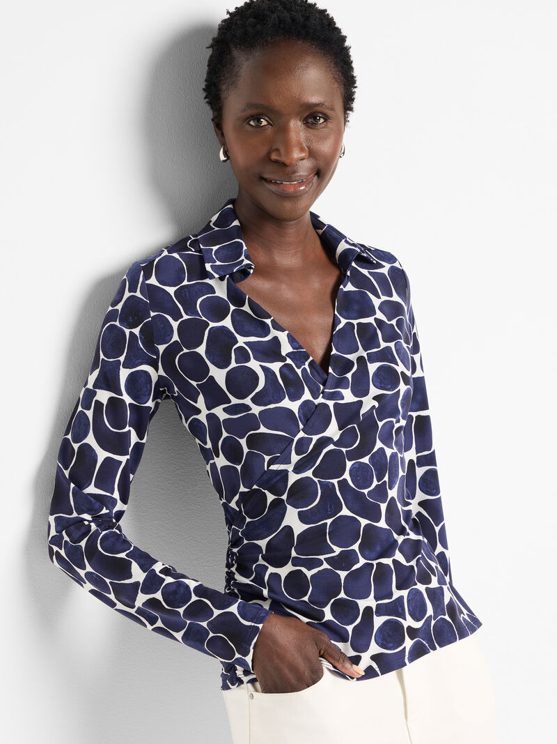 Geo Pebble Knit Wrap Top