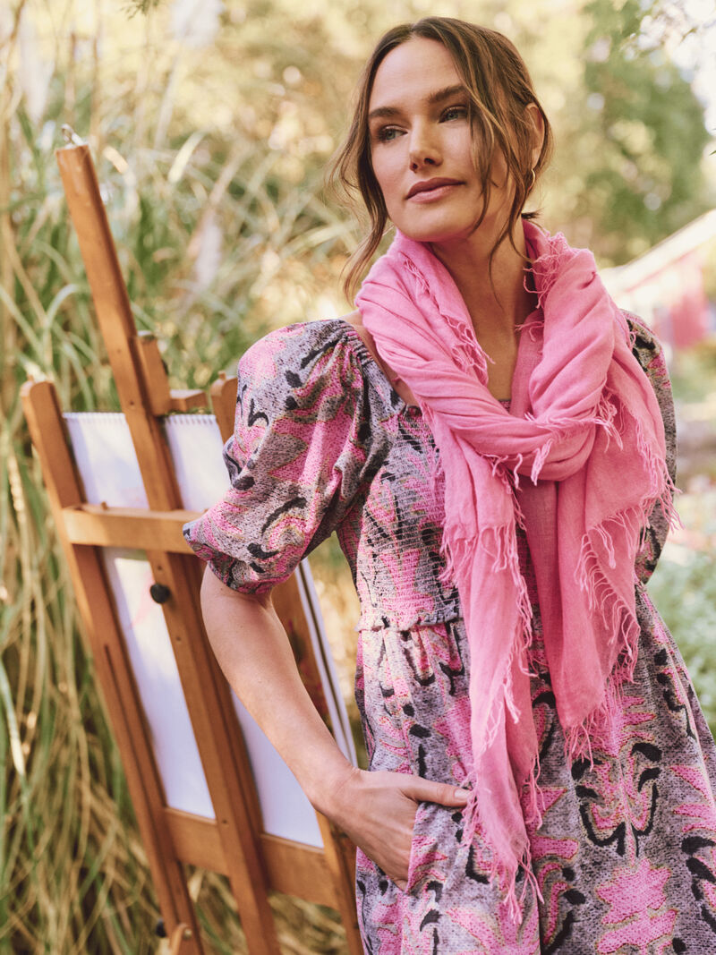 Woman Wears Chan Luu - Solid Scarf With Fringe Edges image number 2