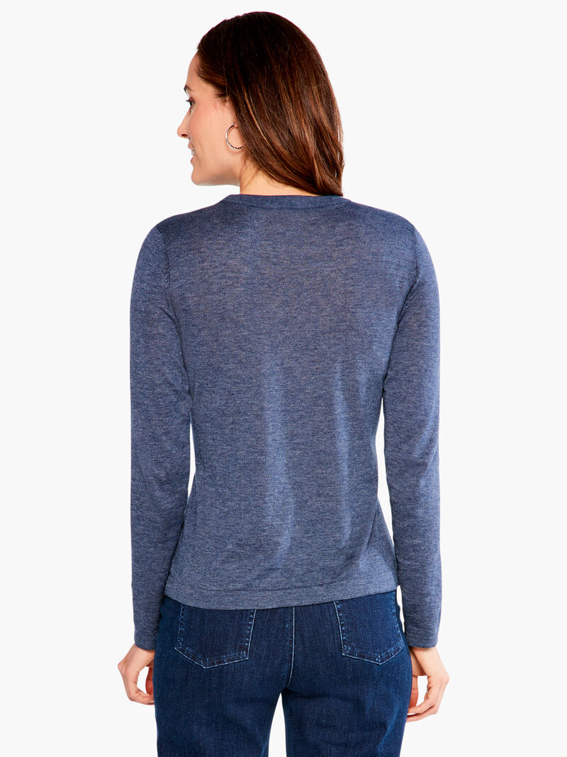 Woman Wears Crew Neck Long Sleeve Sweater Tee image number 2