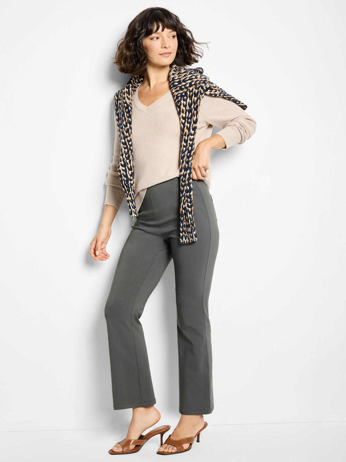 Waffle Stitch V-Neck Sweater