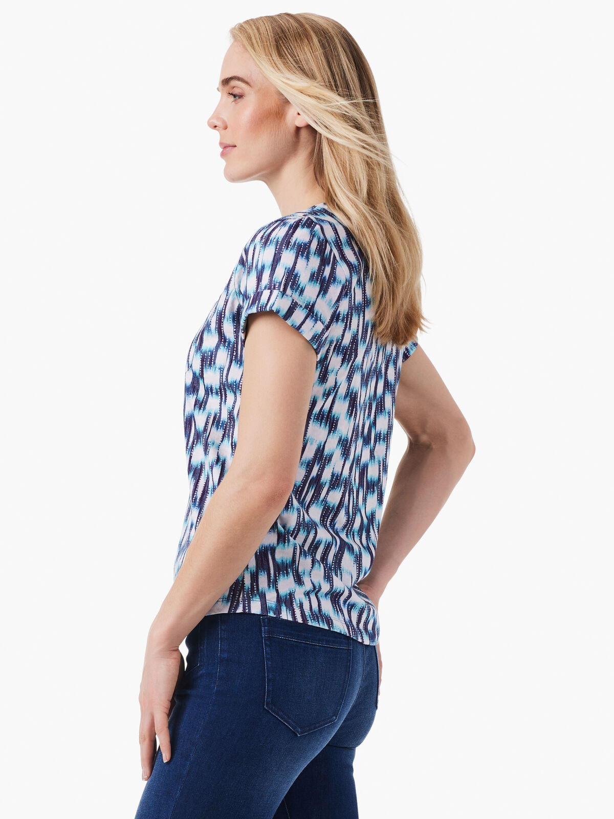 NZT Hazy Blues Split Neck Tee