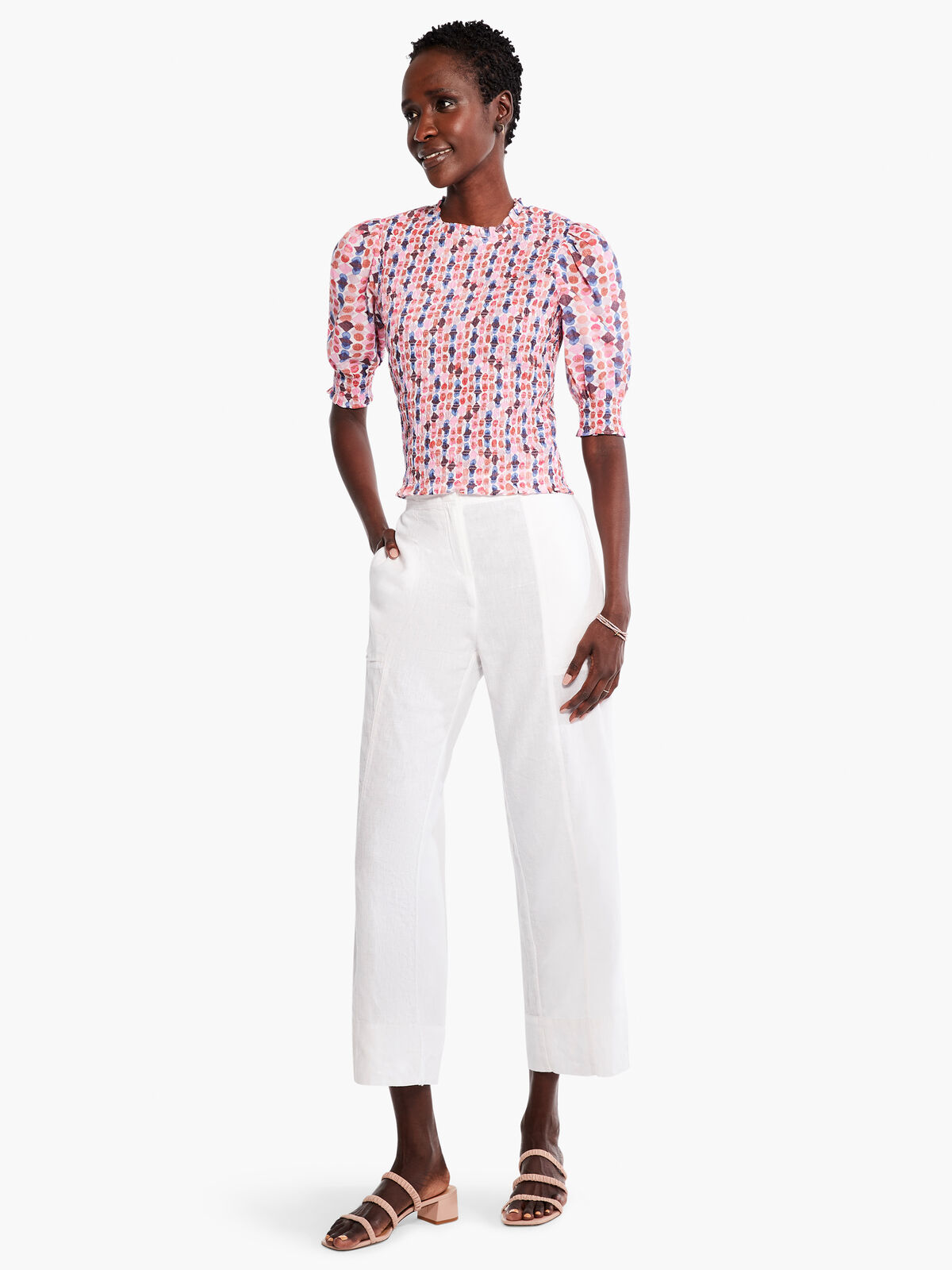 Geo Dots Smocked Top