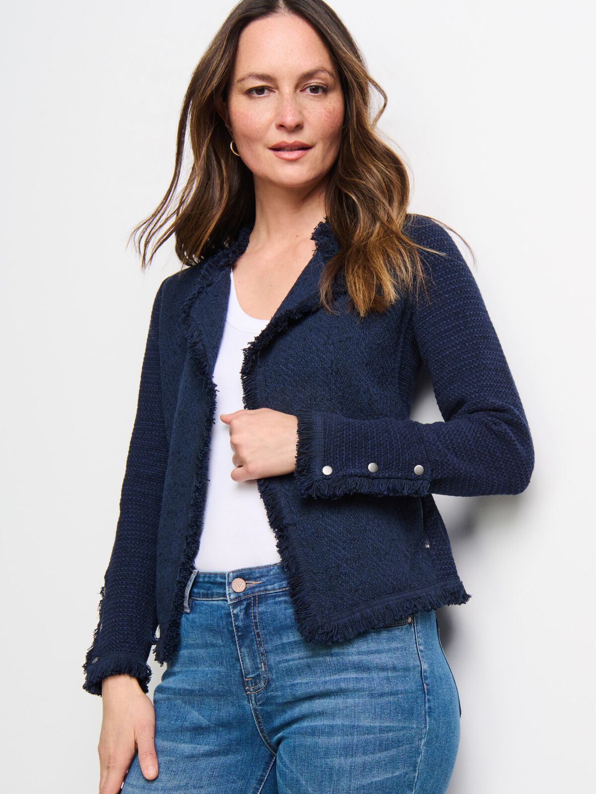 Fringe Mix Knit Jacket