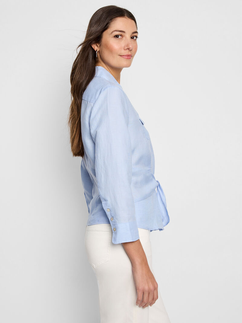 Woman Wears Iconic Tie Front Shirt image number 2