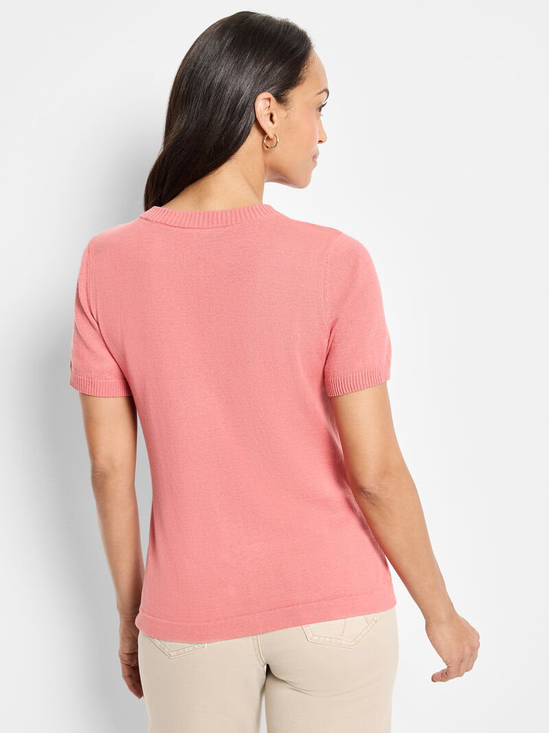 Woman Wears Easy Scoop Neck Pure Cotton Sweater Tee image number 3