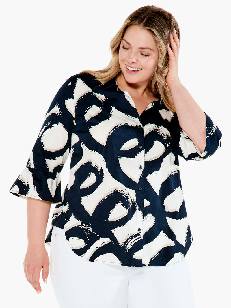 Woman Wears Squiggle Stretch Shirt image number 0