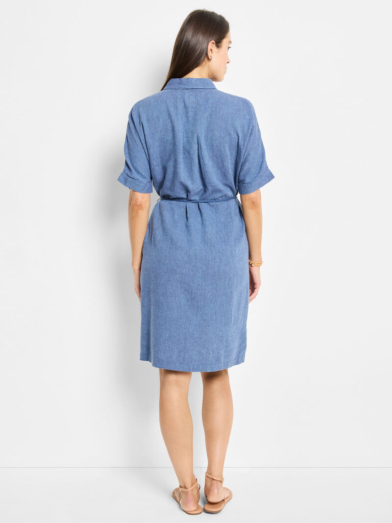 Woman Wears Rumba Linen Belted Devon Dress image number 2