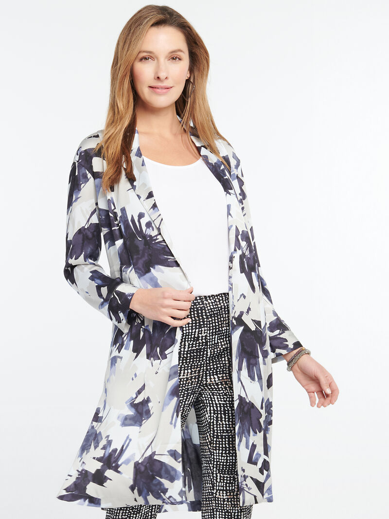 Woman Wears Inky Flowers Jacket image number 0