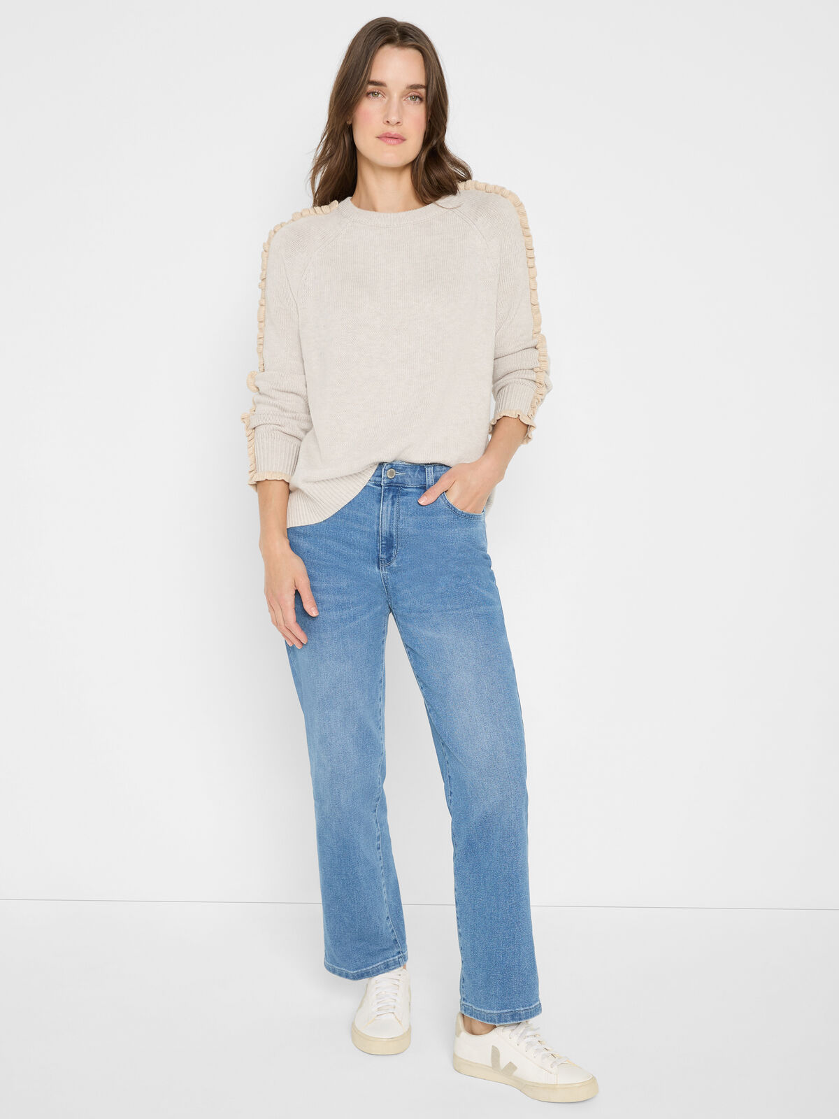 Ruffled Down Sweater