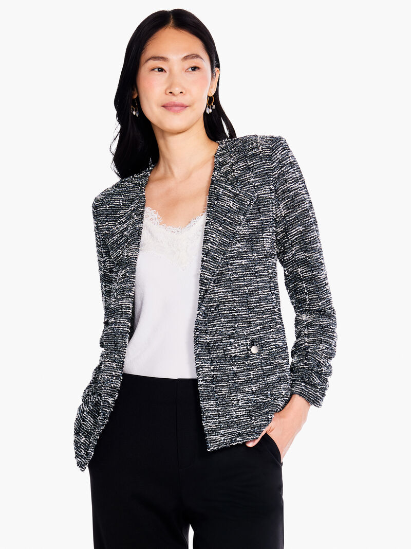 Woman Wears Starry Sky Knit Jacket image number 0