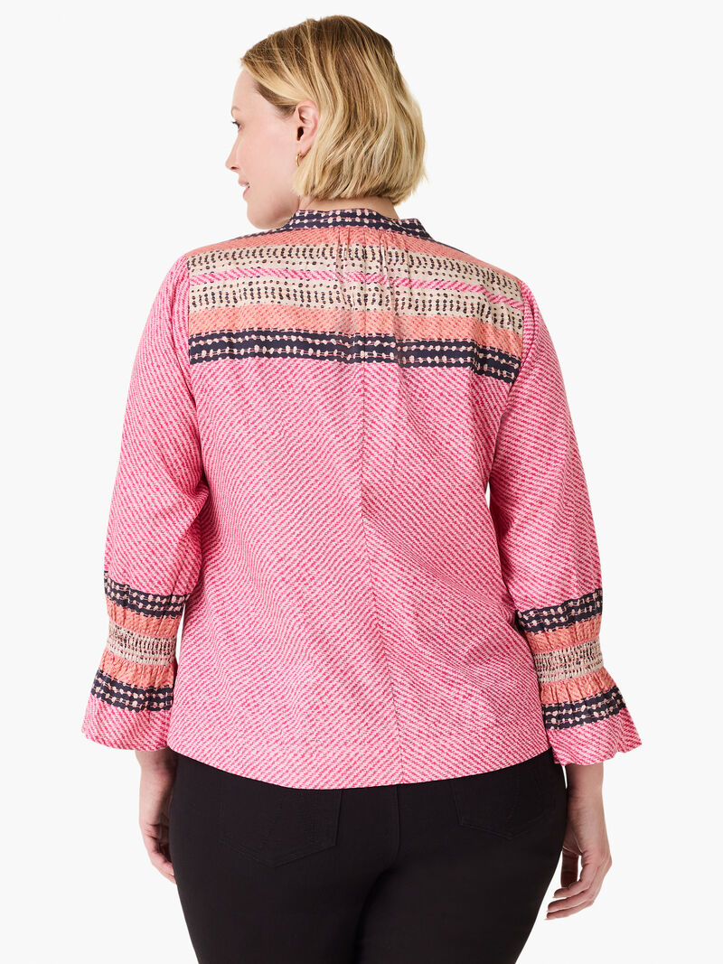 Woman Wears Spotty Stripes Top image number 3