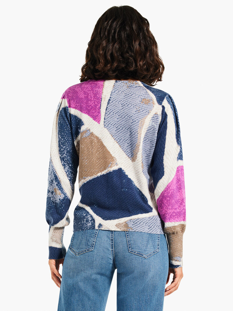 Woman Wears Printed Tiles Femme Sleeve Sweater image number 3