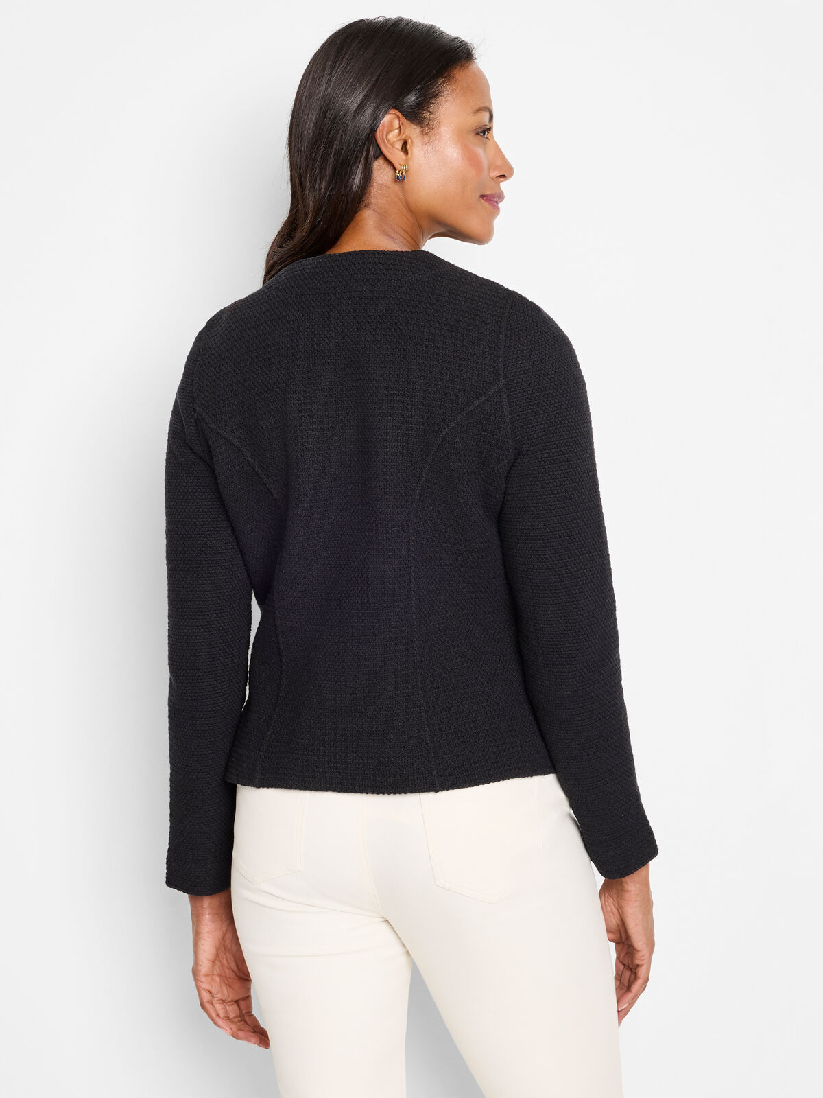 Weave Mix Knit Zip Jacket