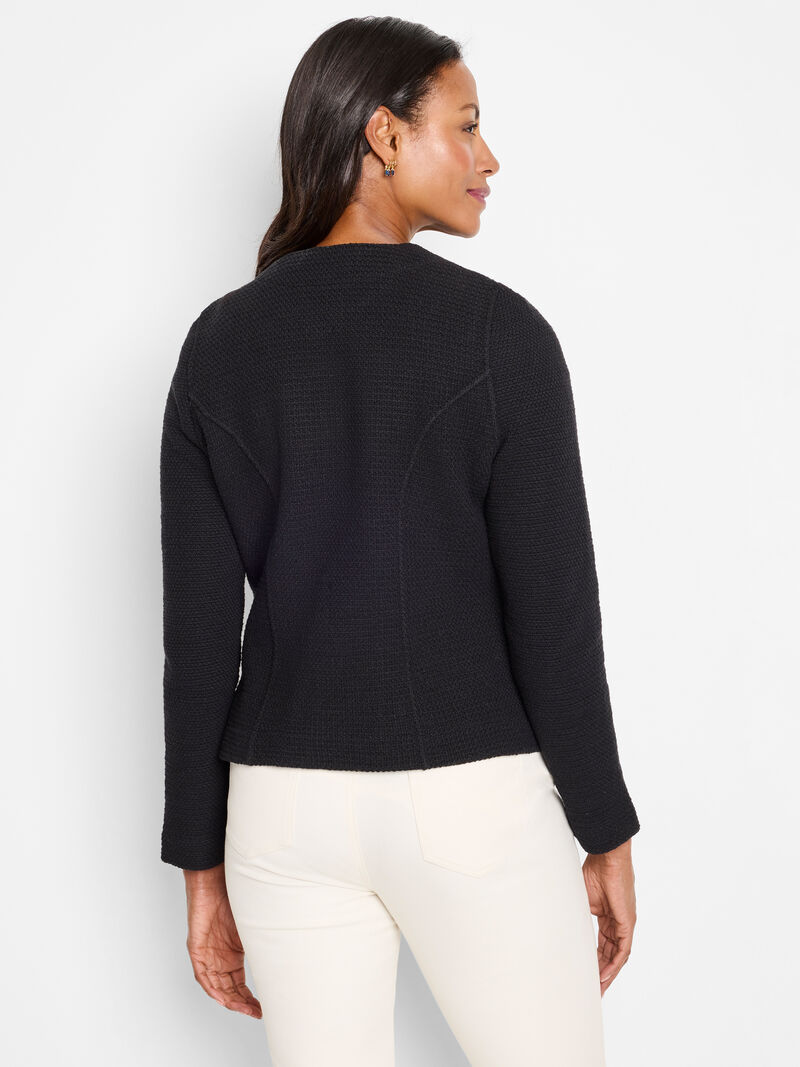 Woman Wears Weave Mix Knit Zip Jacket image number 7