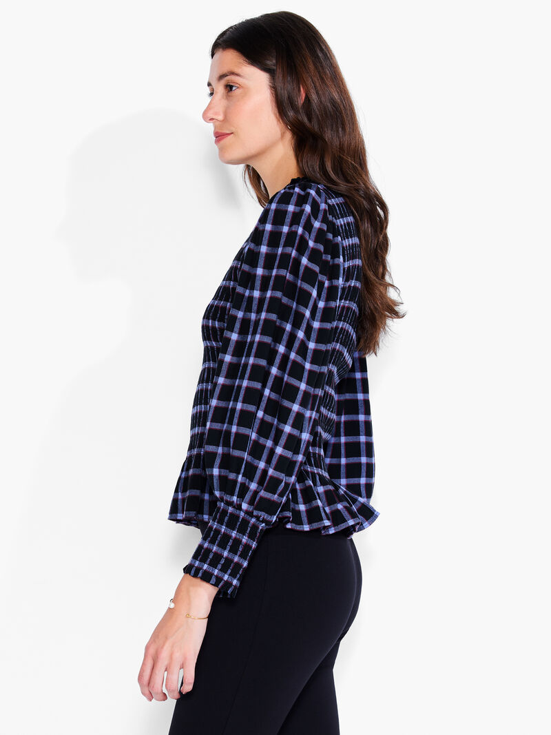 Woman Wears Twilight Plaid Smocked Top image number 1