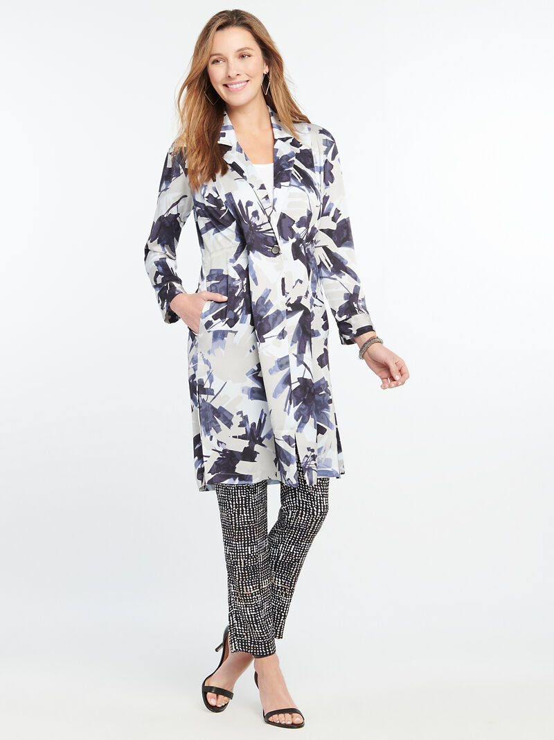 Woman Wears Inky Flowers Jacket image number 3