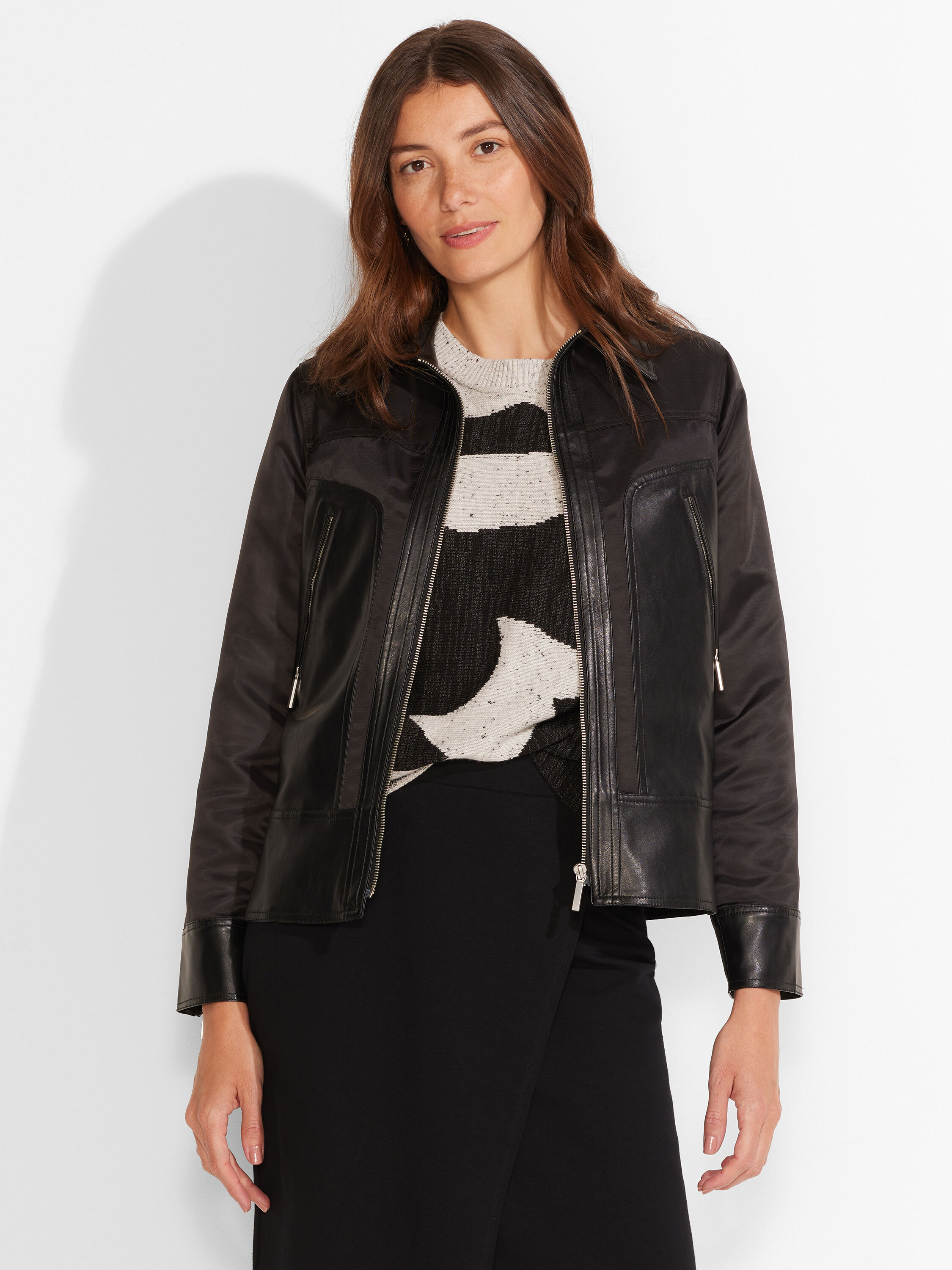 Faux Leather Mix Jacket | NIC+ZOE