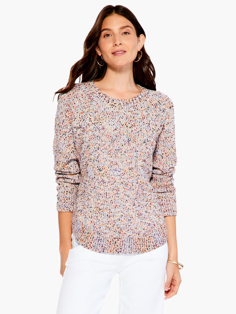 Woman Wears Speckled Sunrise Sweater image number 0