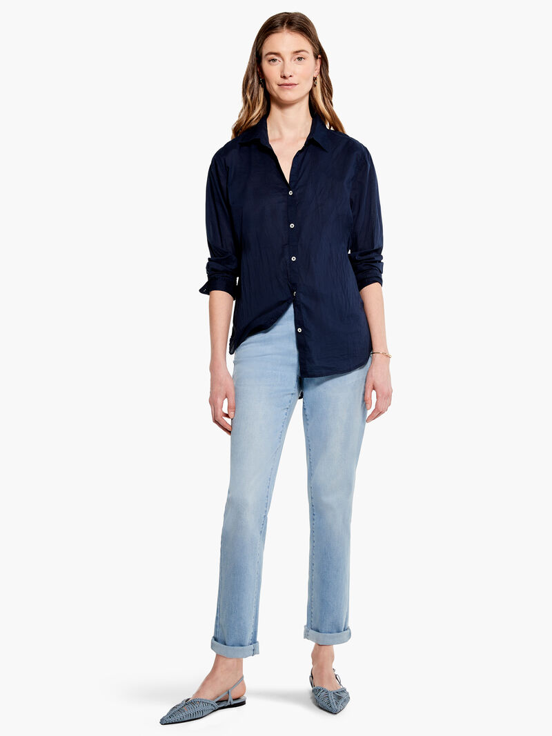 Woman Wears Cotton Boyfriend Shirt image number 3