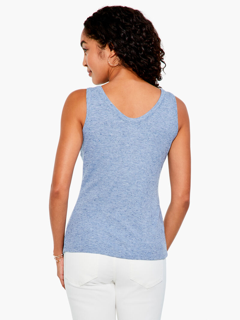 Woman Wears Speckled Knit Snap Tank image number 2