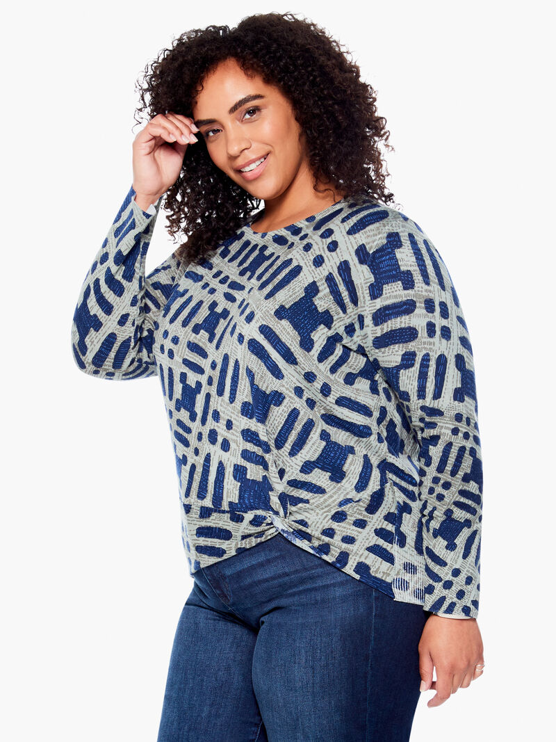 Woman Wears Ikat Camo Sweater image number 1