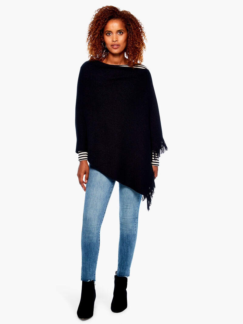 Woman Wears Echo Essentials Milk Fringe Poncho image number 3
