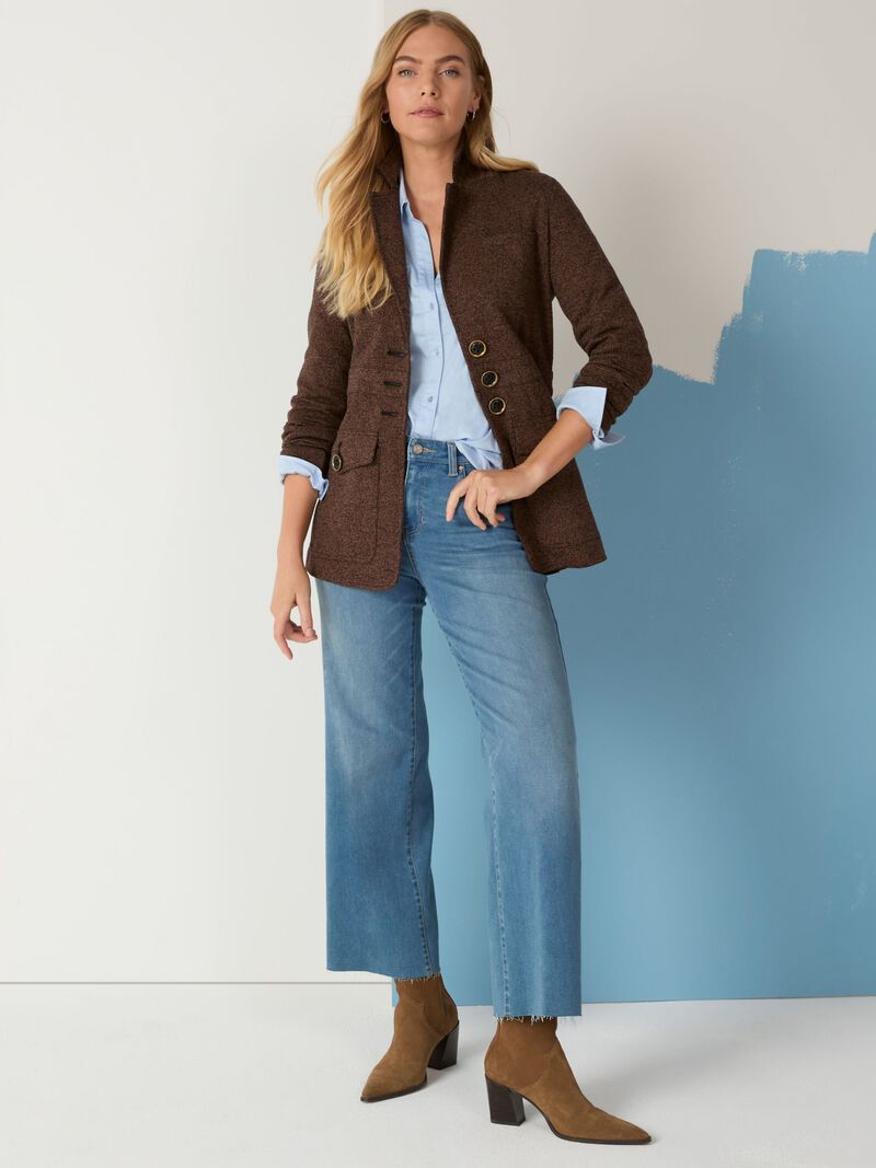 Woman Wears NZ Denim 28" Weekend Wide Leg Jeans image number 1