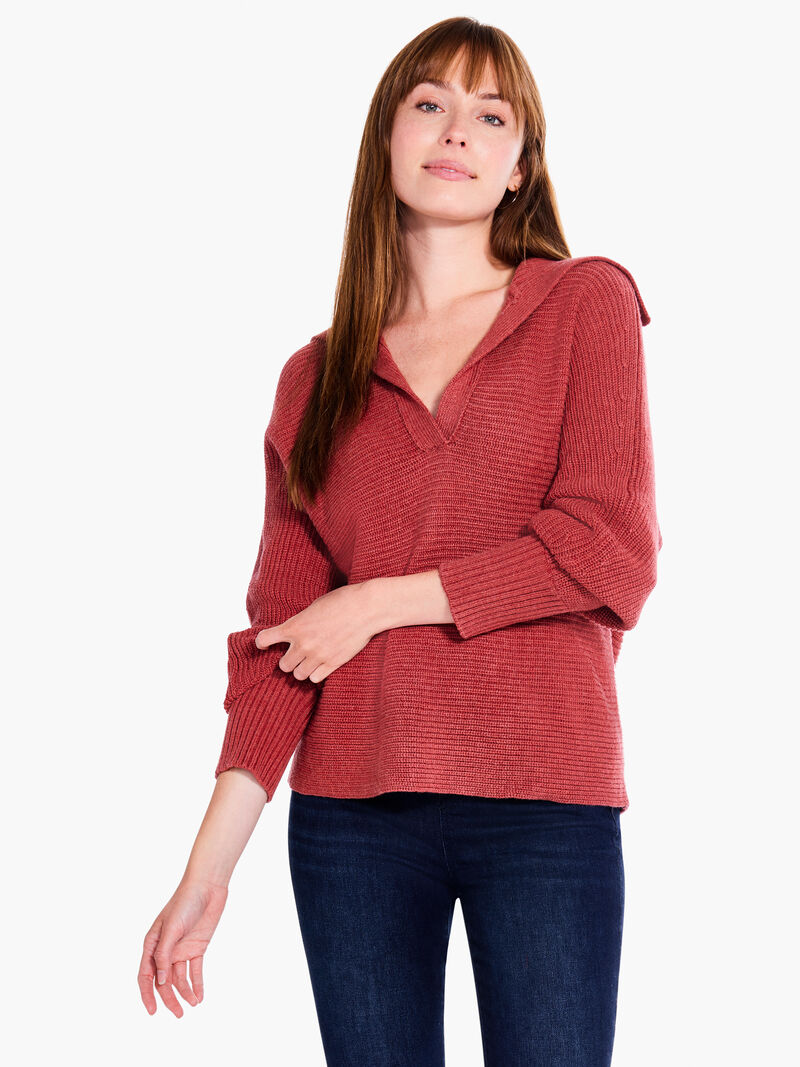 Drape Collar Shaker Sweater