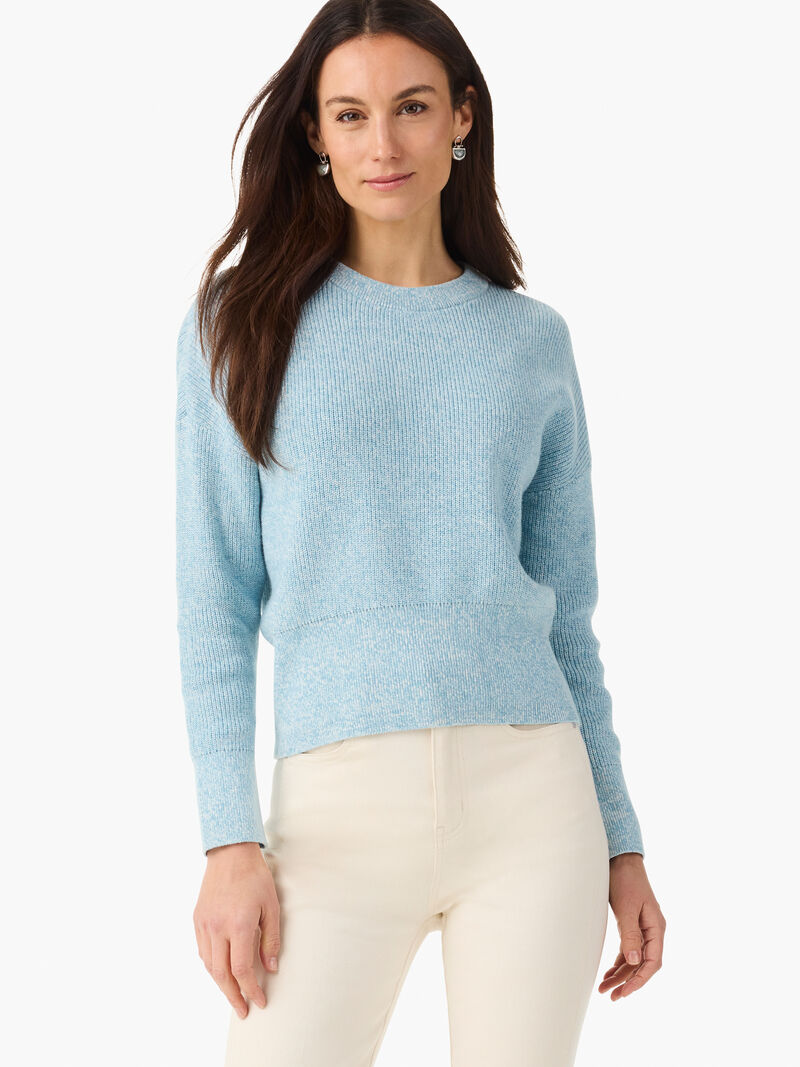 Woman Wears Stitched Crew Sweater image number 0