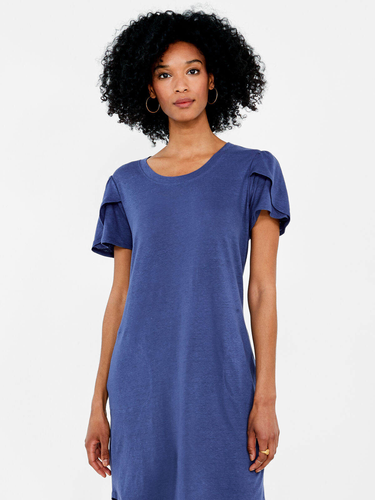 NZT Flutter Sleeve Scoop Neck Dress