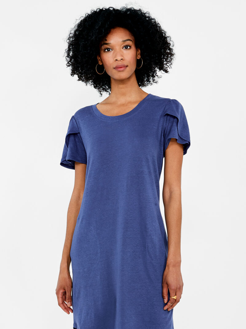 Woman Wears NZT Flutter Sleeve Scoop Neck Dress image number 0