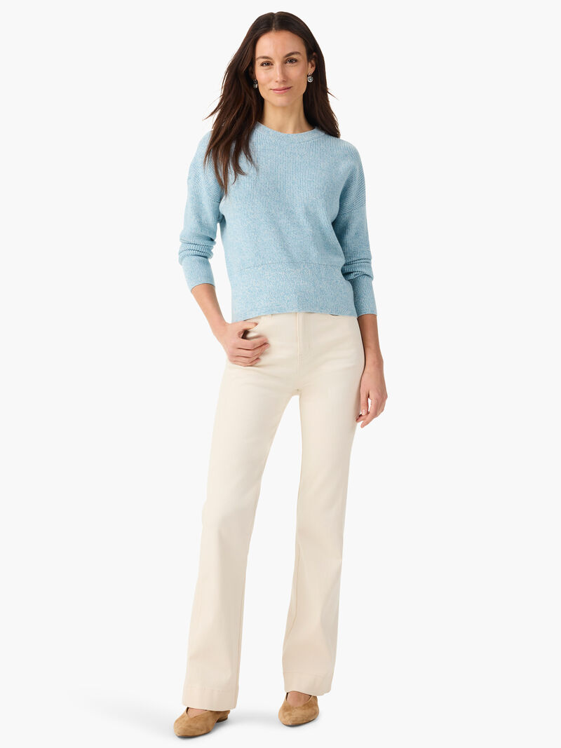 Woman Wears Stitched Crew Sweater image number 1