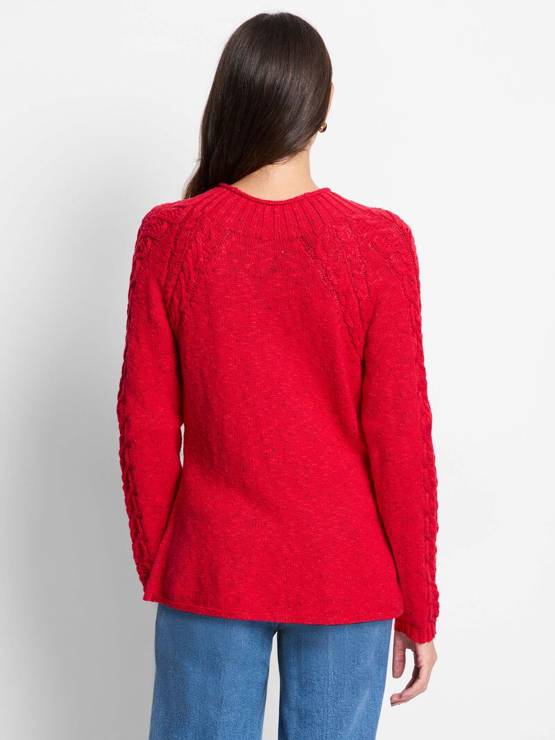 Woman Wears Femme Cable Sweater image number 3