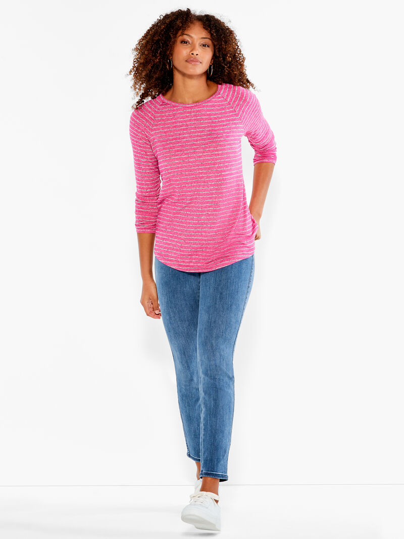 Woman Wears NZT Sweet Dreams Long Sleeve Striped Tee image number 3
