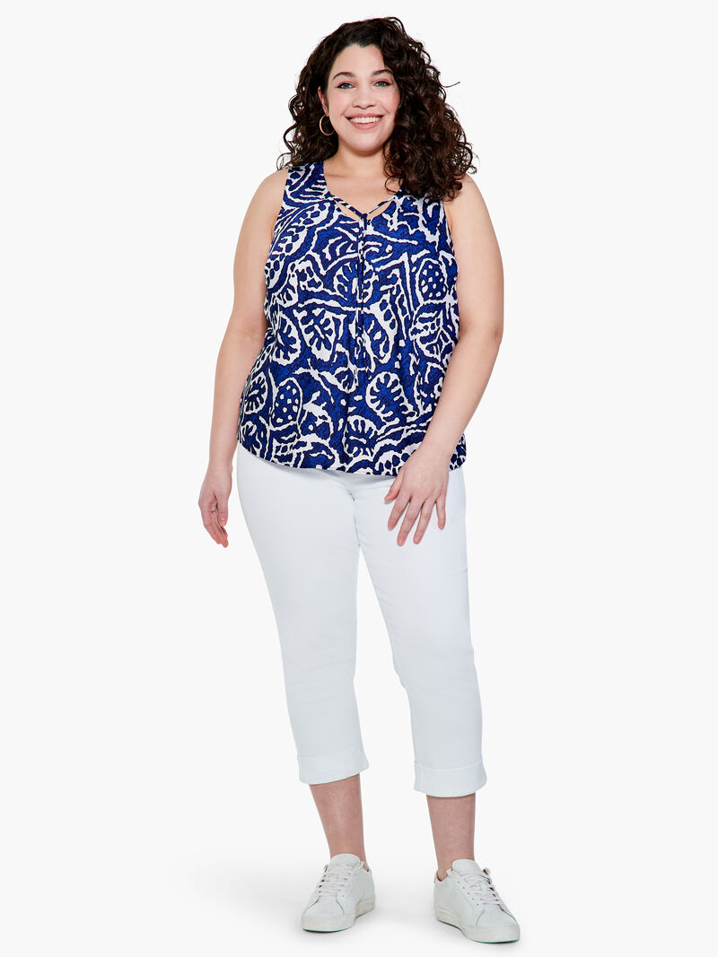Woman Wears Indigo Stamp Tank image number 3