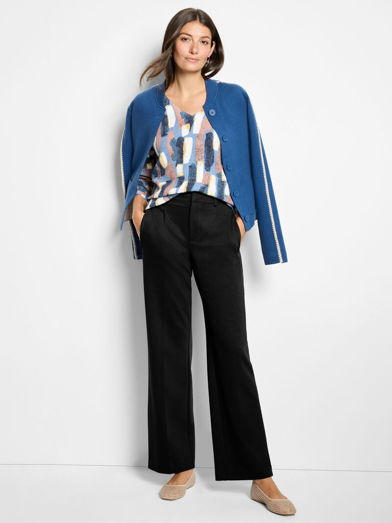 Woman Wears 31" Drapey Ponte Wide Leg Trouser image number 1