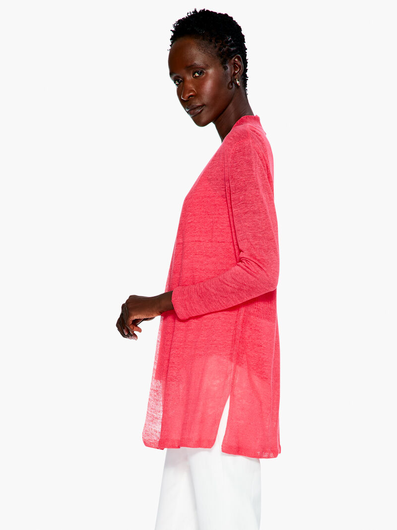 Woman Wears Long Back Of The Chair Cardigan image number 1