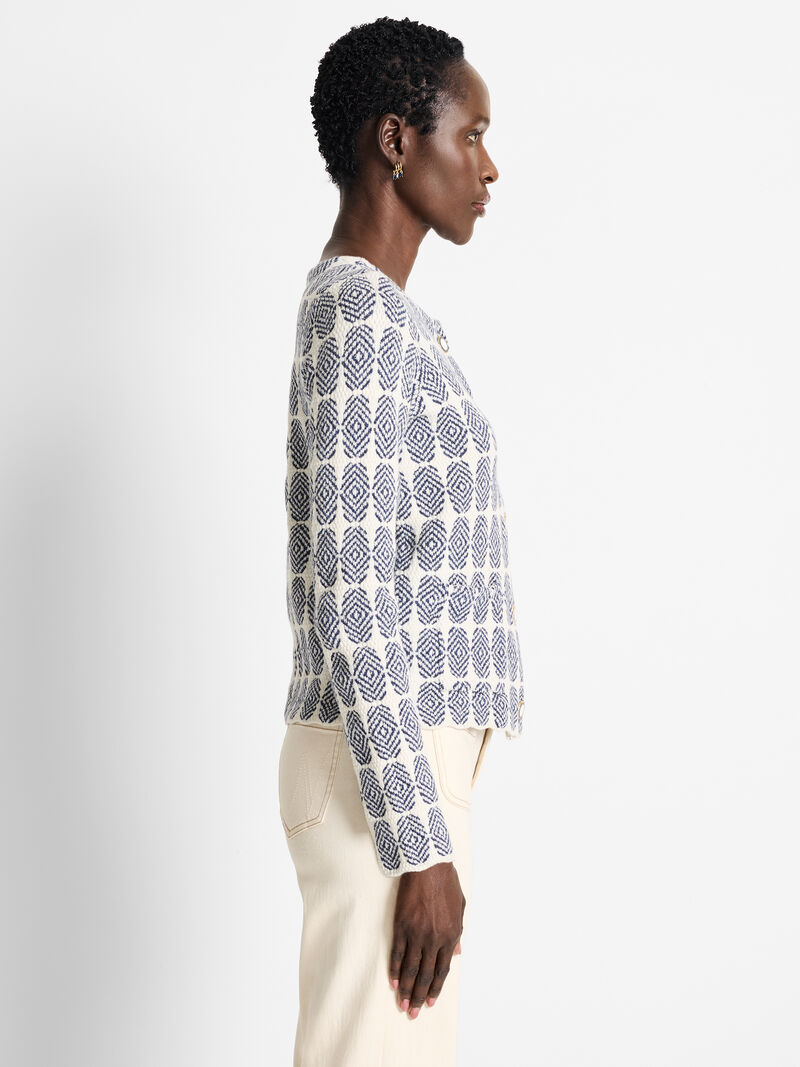 Woman Wears Stacked Medallions Knit Jacket image number 2